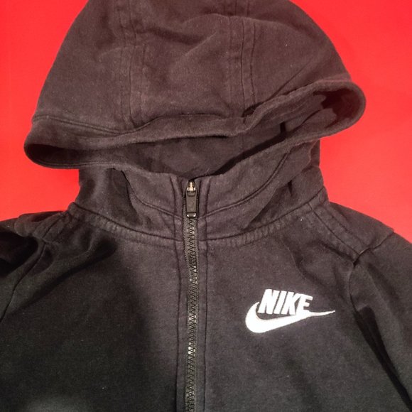 Nike zip up hoodie black embroidered logo boy's size L - Picture 2 of 4